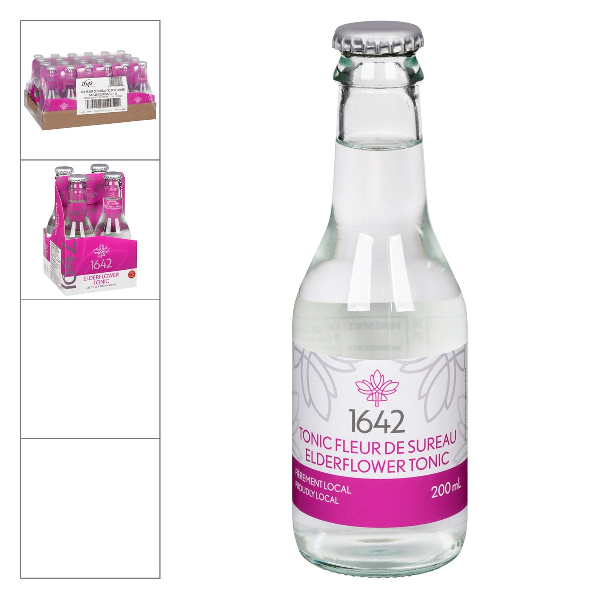 1642 Tonic Fleur de sureau — bouteille 200 ml, emballage 4 x 200 ml et caisse