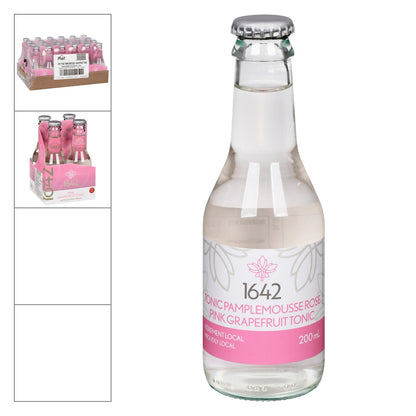1642 Tonic Pamplemousse Rose — bouteille 200 ml, emballage 4 x 200 ml et caisse