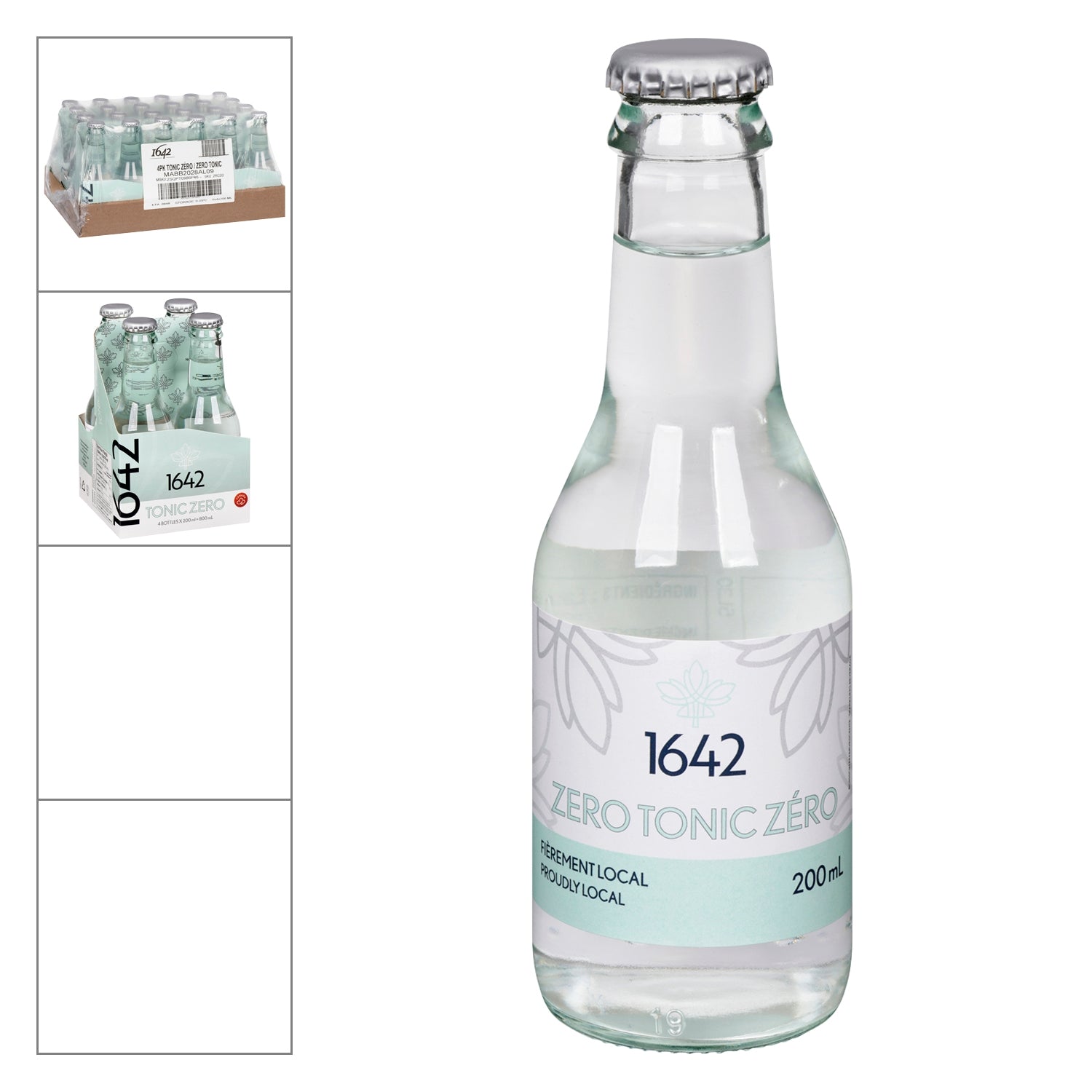 1642 Tonic Zéro — bouteille 200 ml, emballage 4 x 200 ml et caisse